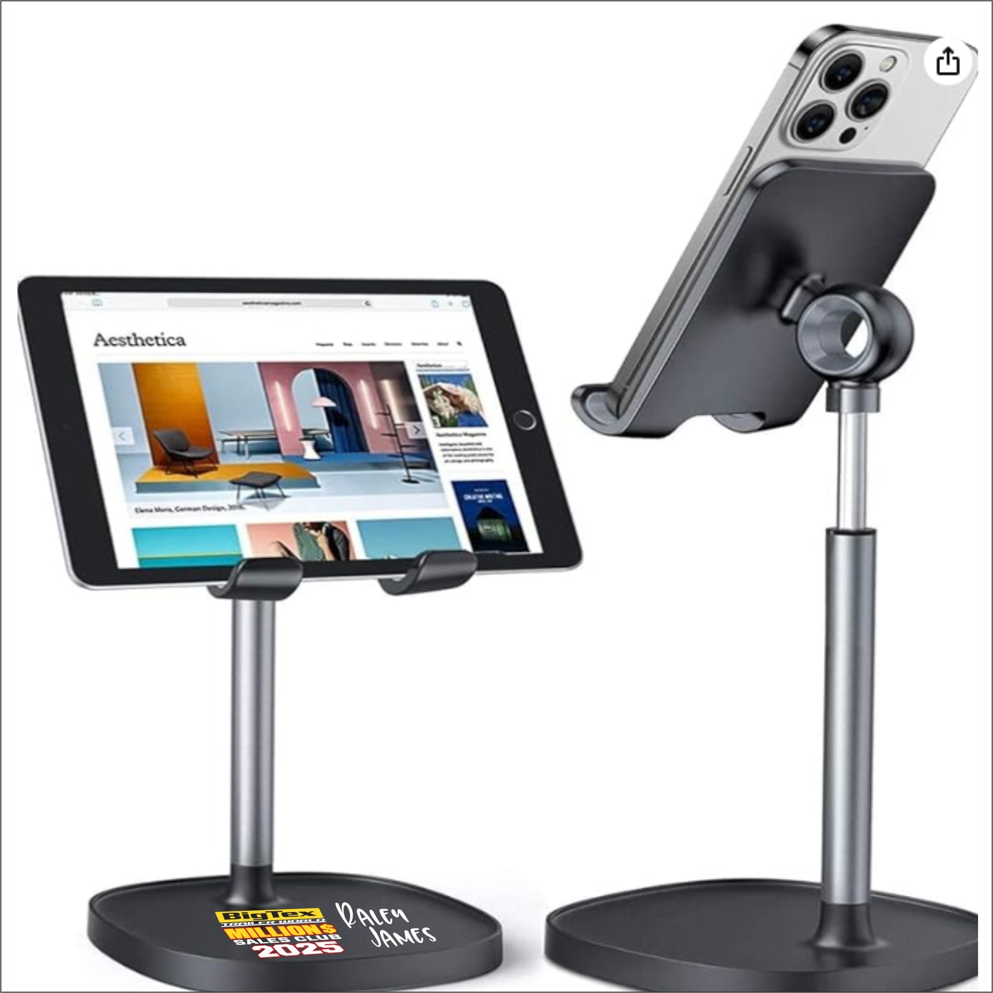 2 MILLION DOLLAR CLUB - 463-AZ1001 PHONE/PAD DESK STAND
