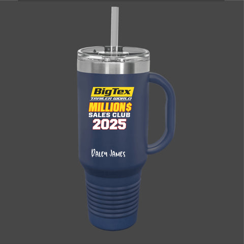 2 MILLION DOLLAR CLUB - 463-LTM7406 BLACK 40oz STAINLESS TUMBLER WITH HANDLE