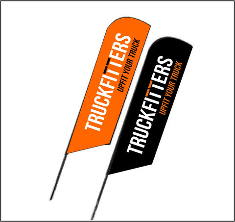 SET OF TWO TRUCKFITTERS 15ft ROAD FLAGS WITH GROUND SPIKE $395.00